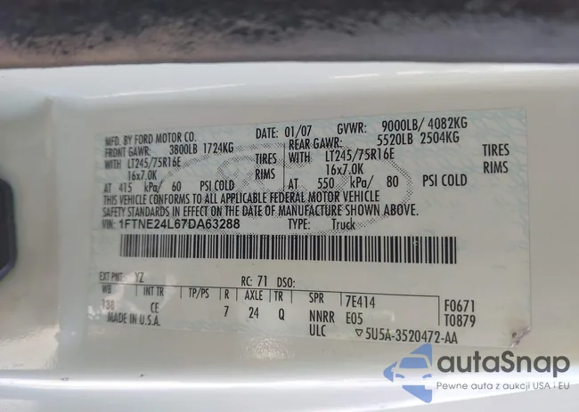 1FTNE24L67DA63288: 43985091