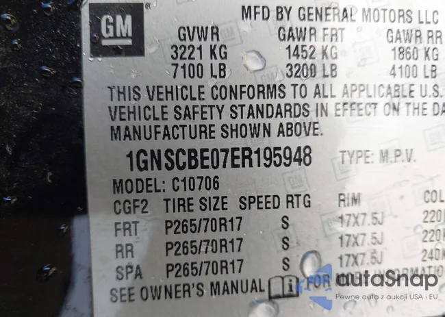 1GNSCBE07ER195948: 43985193