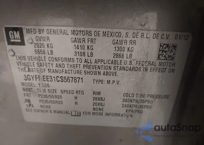 3GYFNEE31CS567871: 43985243