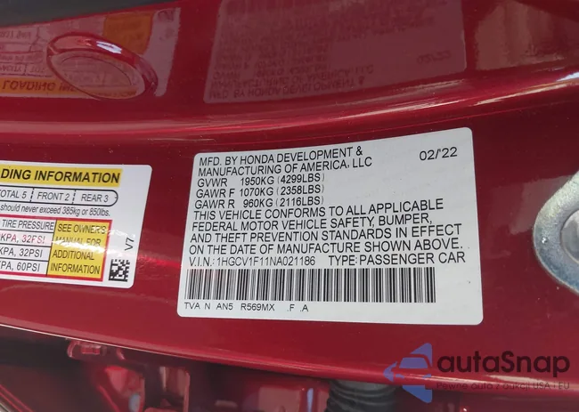 1HGCV1F11NA021186: 43984359