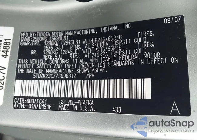 5TDZK23C77S098812: 43984399