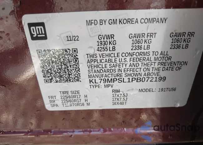 KL79MPSL1PB072199: 43984439