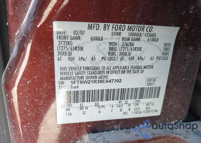 1FTSW21R38EA47392: 43984482