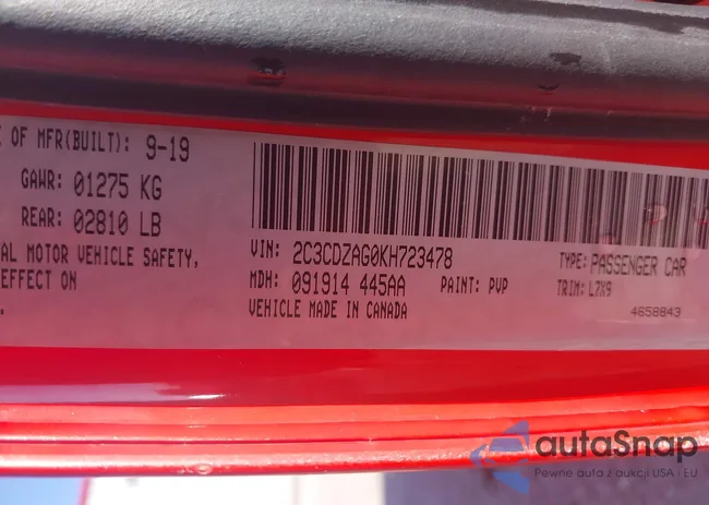 2C3CDZAG0KH723478: 43984599