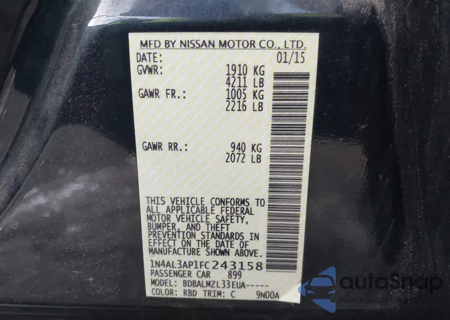 1N4AL3AP1FC243158: 43984647