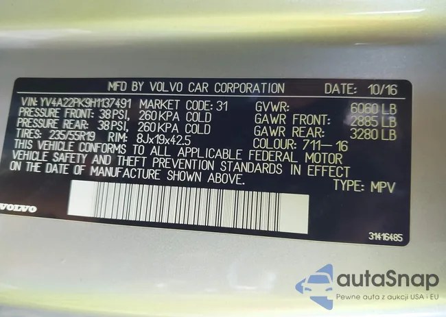 YV4A22PK9H1137491: 43984683