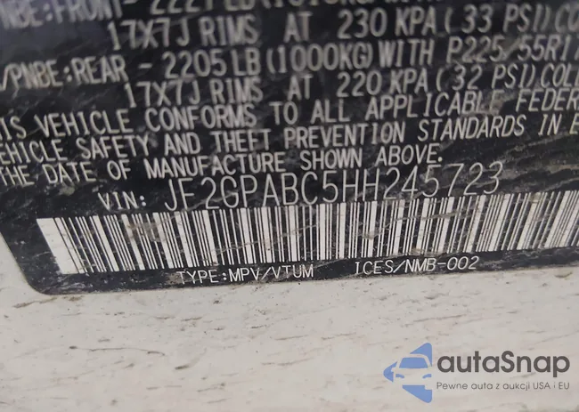 JF2GPABC5HH245723: 43985716