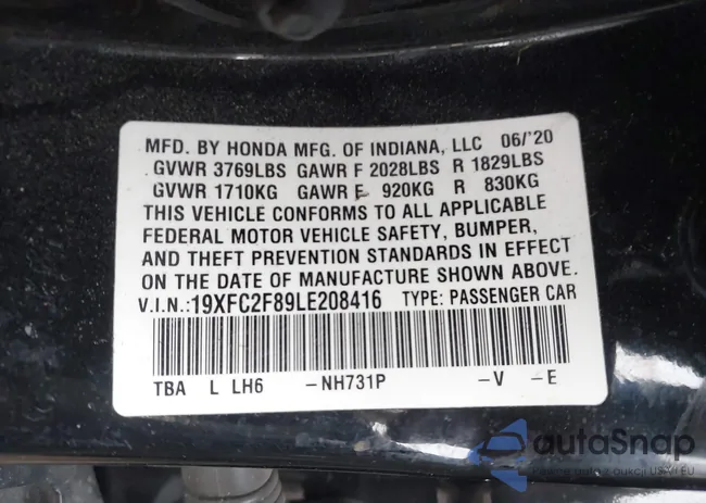 19XFC2F89LE208416: 43985719