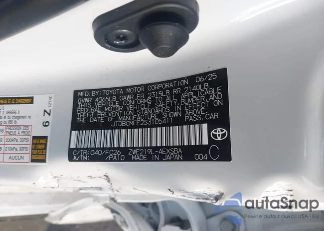 JTDBCMFE2S3105411: 43985732