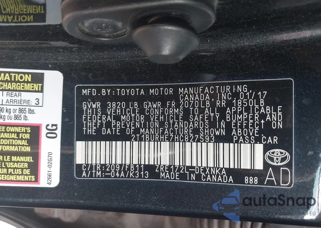 2T1BURHE7HC827593: 43985739