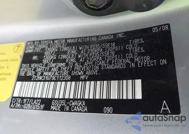 2T2HK31U79C112308: 43985814