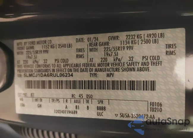 5LMCJ1DA6RUL06234: 43985948