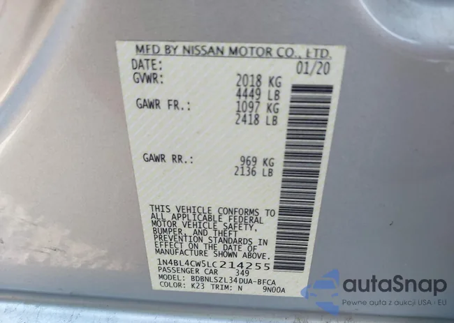 1N4BL4CW5LC214255: 43985974