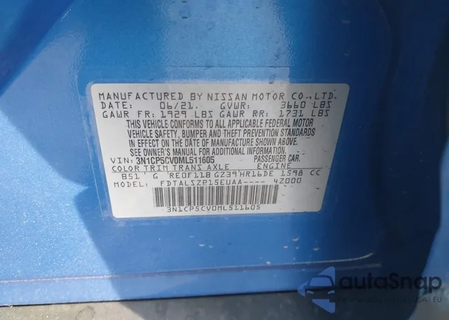 3N1CP5CV0ML511605: 43985992