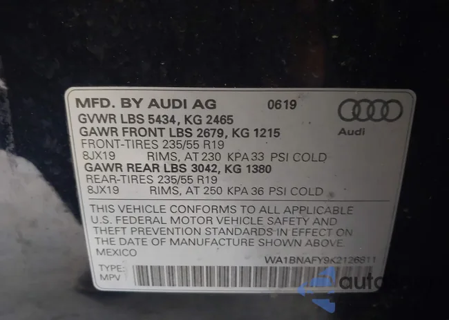 WA1BNAFY9K2126811: 43986008