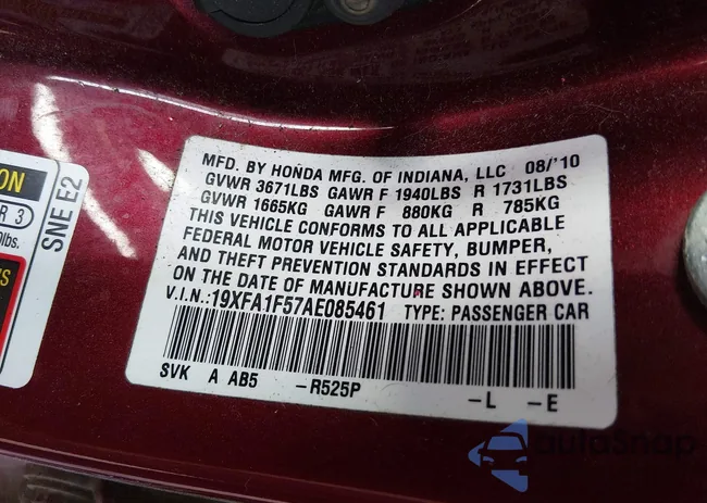 19XFA1F57AE085461: 43986094