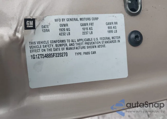 1G1ZT54885F220270: 43986181