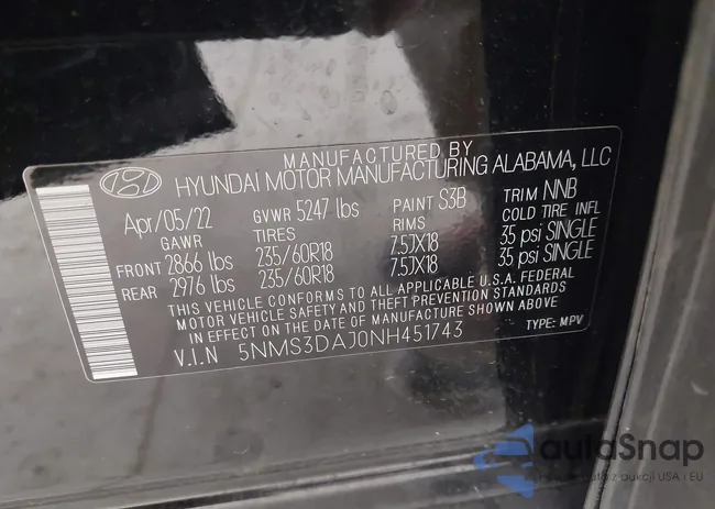 5NMS3DAJ0NH451743: 43986187