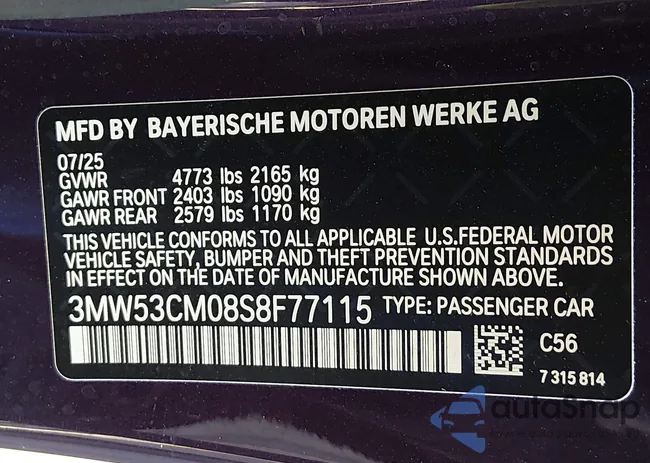 3MW53CM08S8F77115: 43986247