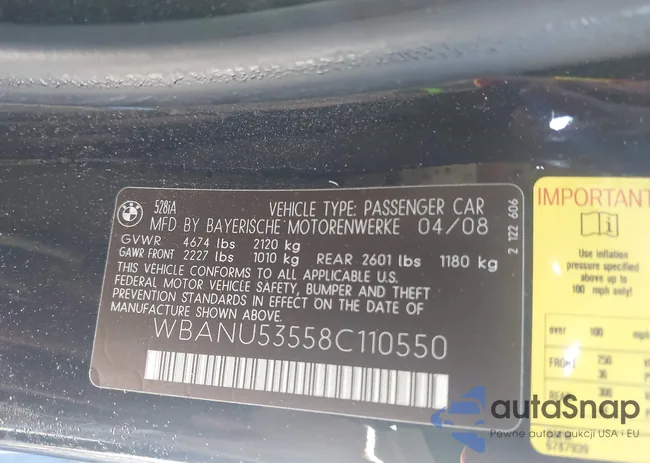 WBANU53558C110550: 43986287