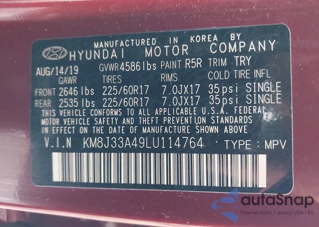 KM8J33A49LU114764: 43985301