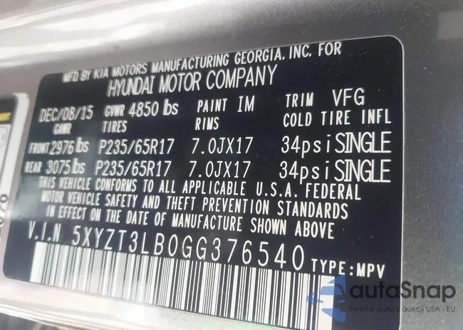 5XYZT3LB0GG376540: 43985302