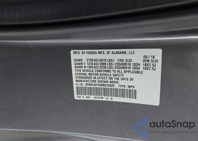 5FNRL6H76KB010328: 43985420