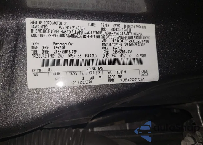 1FADP3F2XEL237436: 43985543