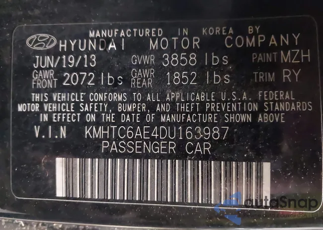 KMHTC6AE4DU163987: 43986770