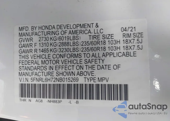 5FNRL6H72NB015269: 43986906