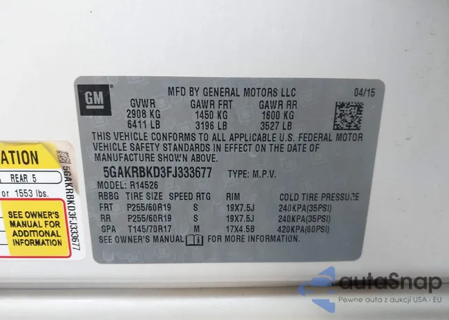 5GAKRBKD3FJ333677: 43987022