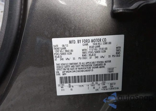 2FMDK3KC6DBC80513: 43987023