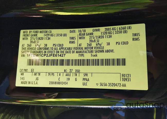 1FTEW1CP2JFE61427: 43987050