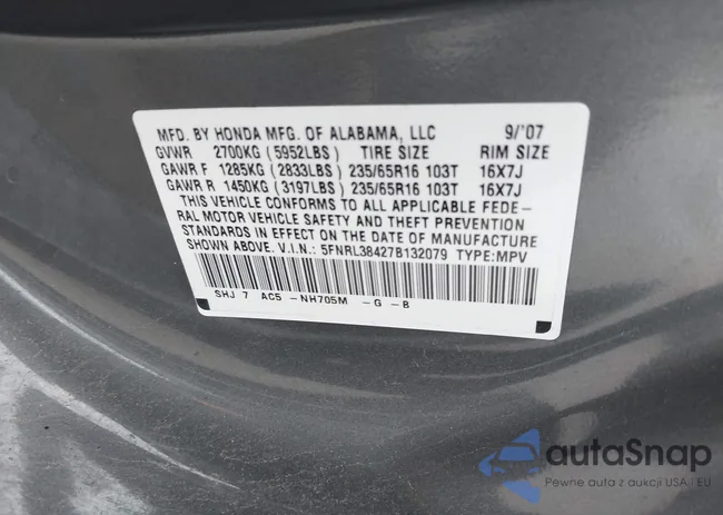 5FNRL38427B132079: 43987065