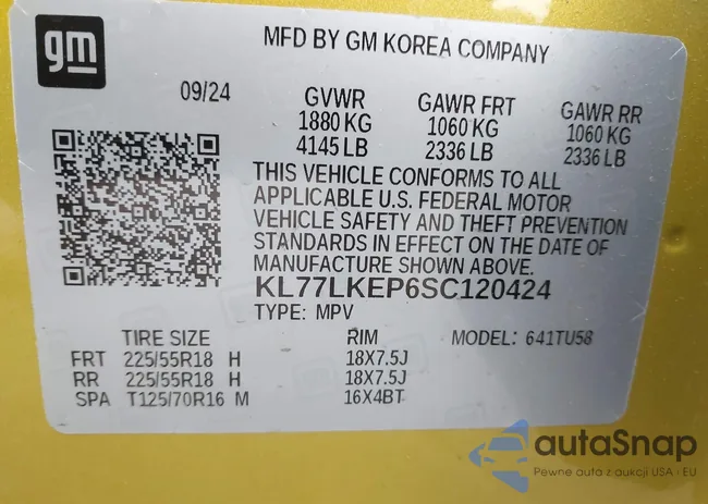 KL77LKEP6SC120424: 43987146