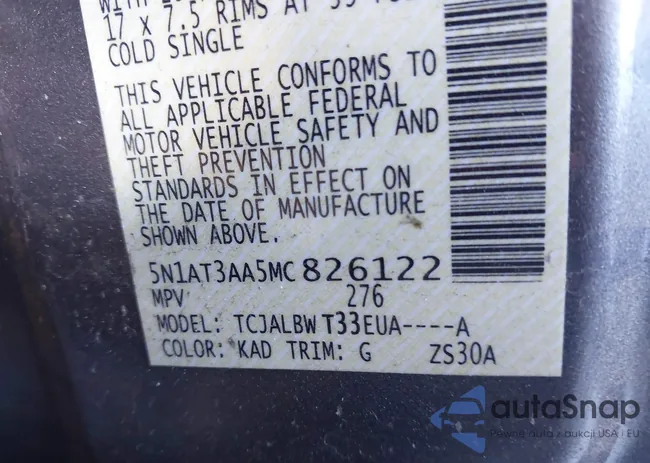 5N1AT3AA5MC826122: 43987210