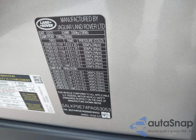 SALKP9E74PA053053: 43986320