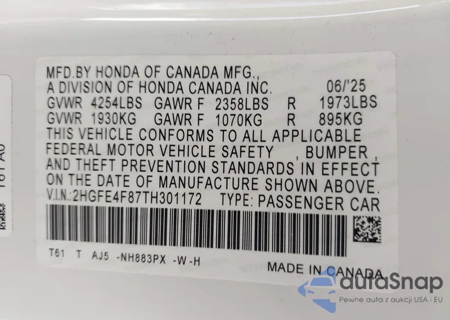 2HGFE4F87TH301172: 43986515