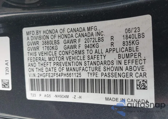 2HGFE2F54PH561125: 43986545