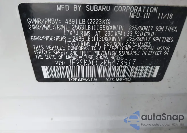 JF2SKAGC2KH473817: 43986676