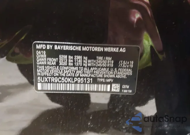 5UXTR9C50KLP95131: 43987700