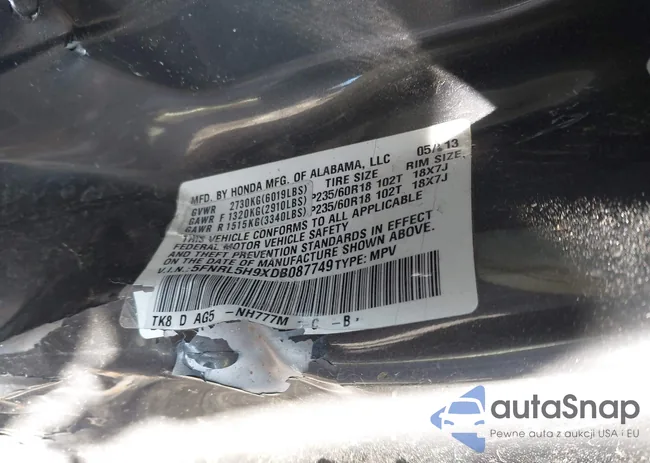 5FNRL5H9XDB087749: 43987712