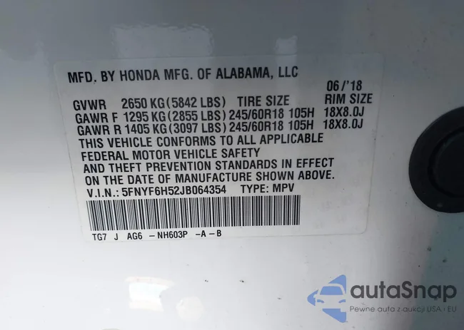 5FNYF6H52JB064354: 43987734