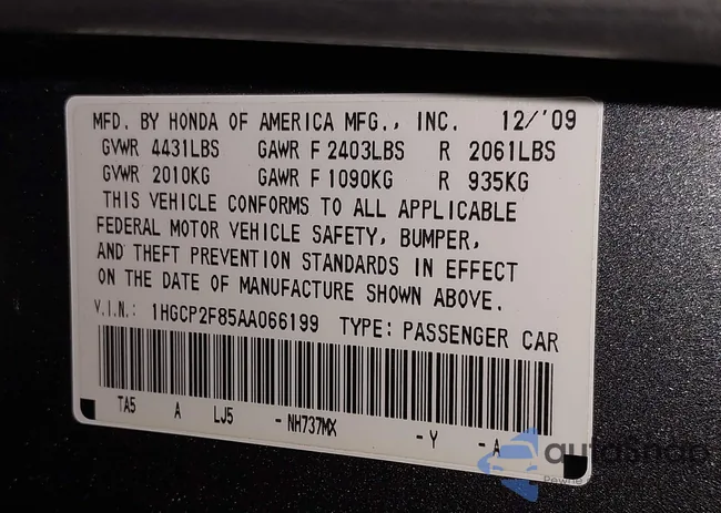 1HGCP2F85AA066199: 43987773