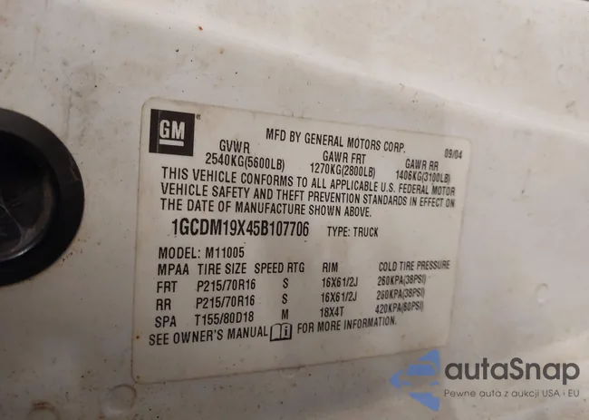 1GCDM19X45B107706: 43987893