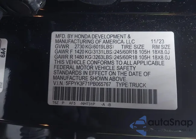 5FPYK3F71PB065767: 43987925