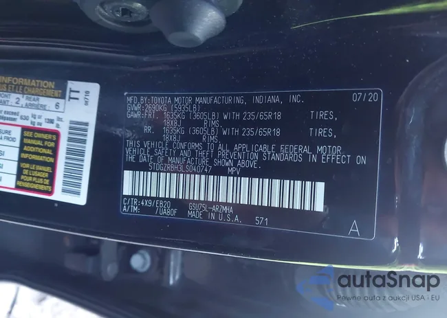 5TDGZRBH3LS040747: 43987996