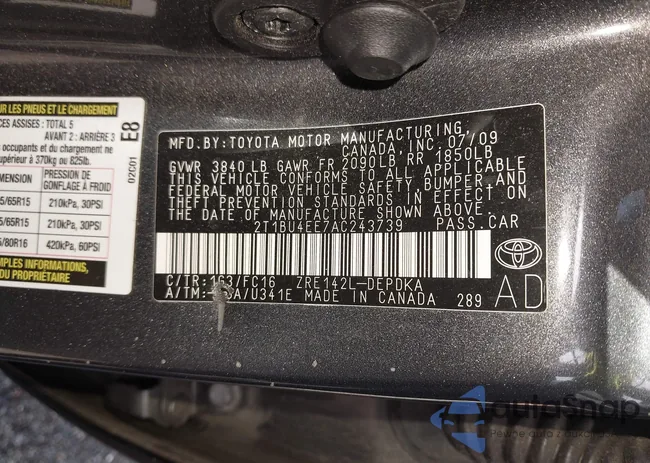 2T1BU4EE7AC243739: 43987321