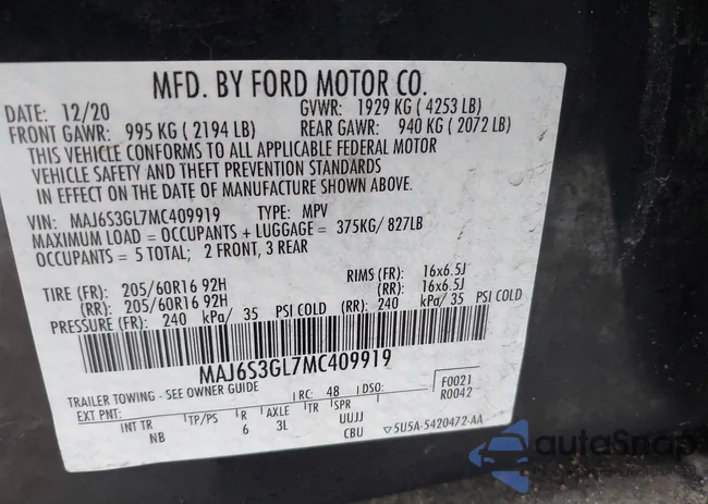 MAJ6S3GL7MC409919: 43987447