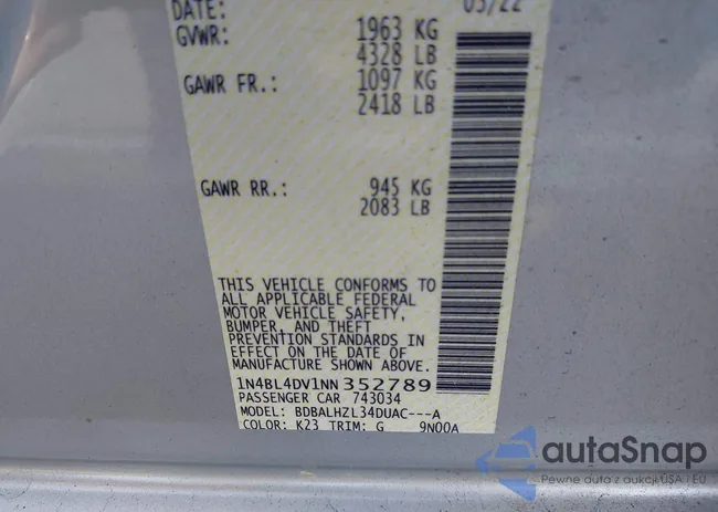 1N4BL4DV1NN352789: 43987565